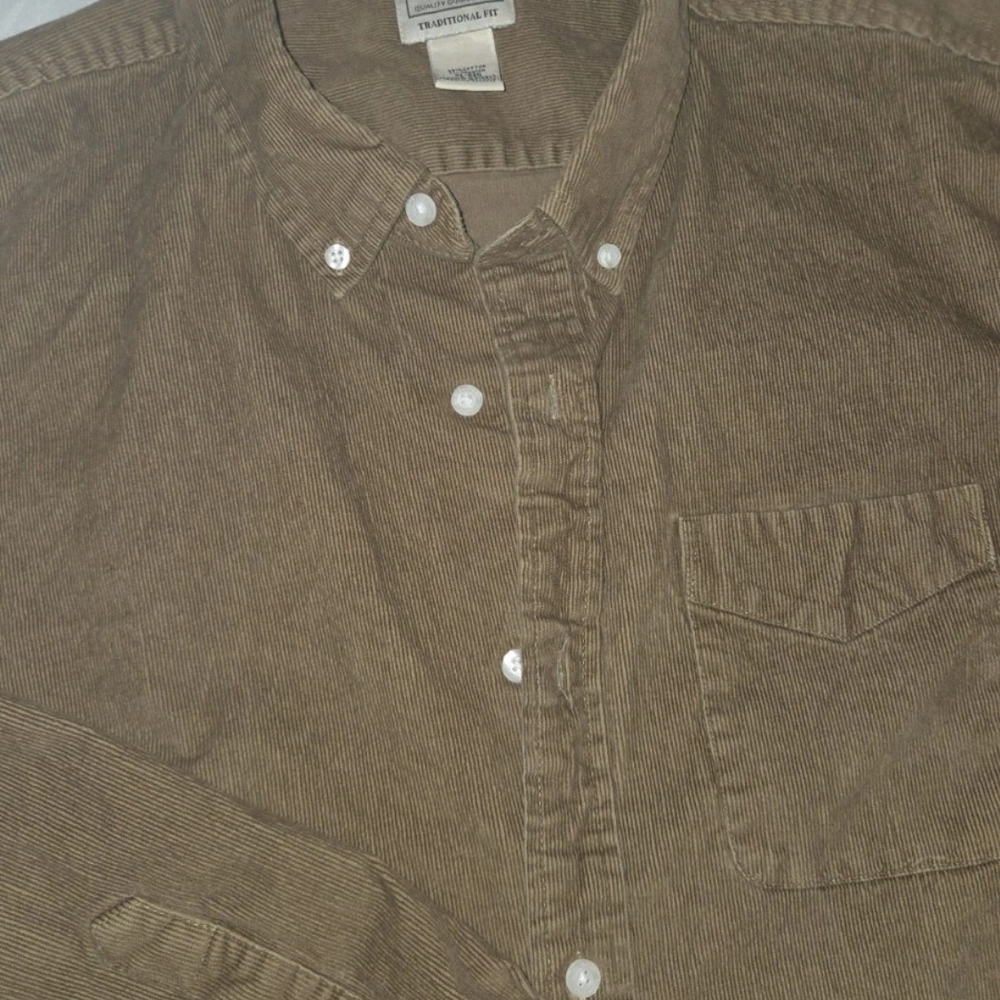 L.L. Bean Men's Brown Corduroy Button-Down Shirt - Picture 2 of 3